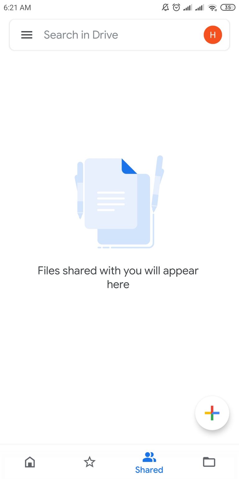 Buka Aplikasi Google Drive, lalu klik tombol dengan simbol “ + ” dibagian kanan bawah