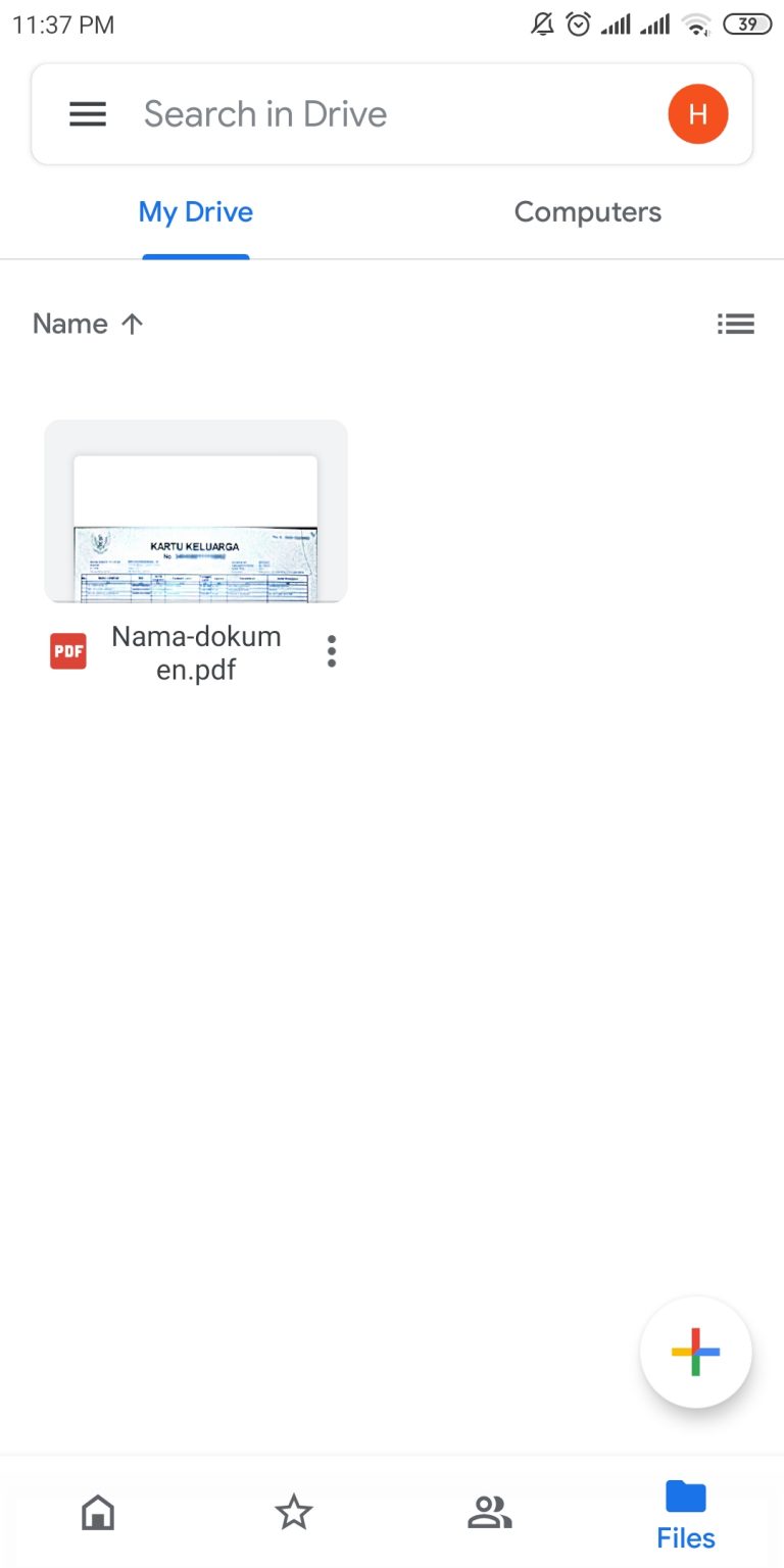Pergi ke file > My Drive, lalu klik icon “‘titik tiga’ disamping nama file pdf tersebut