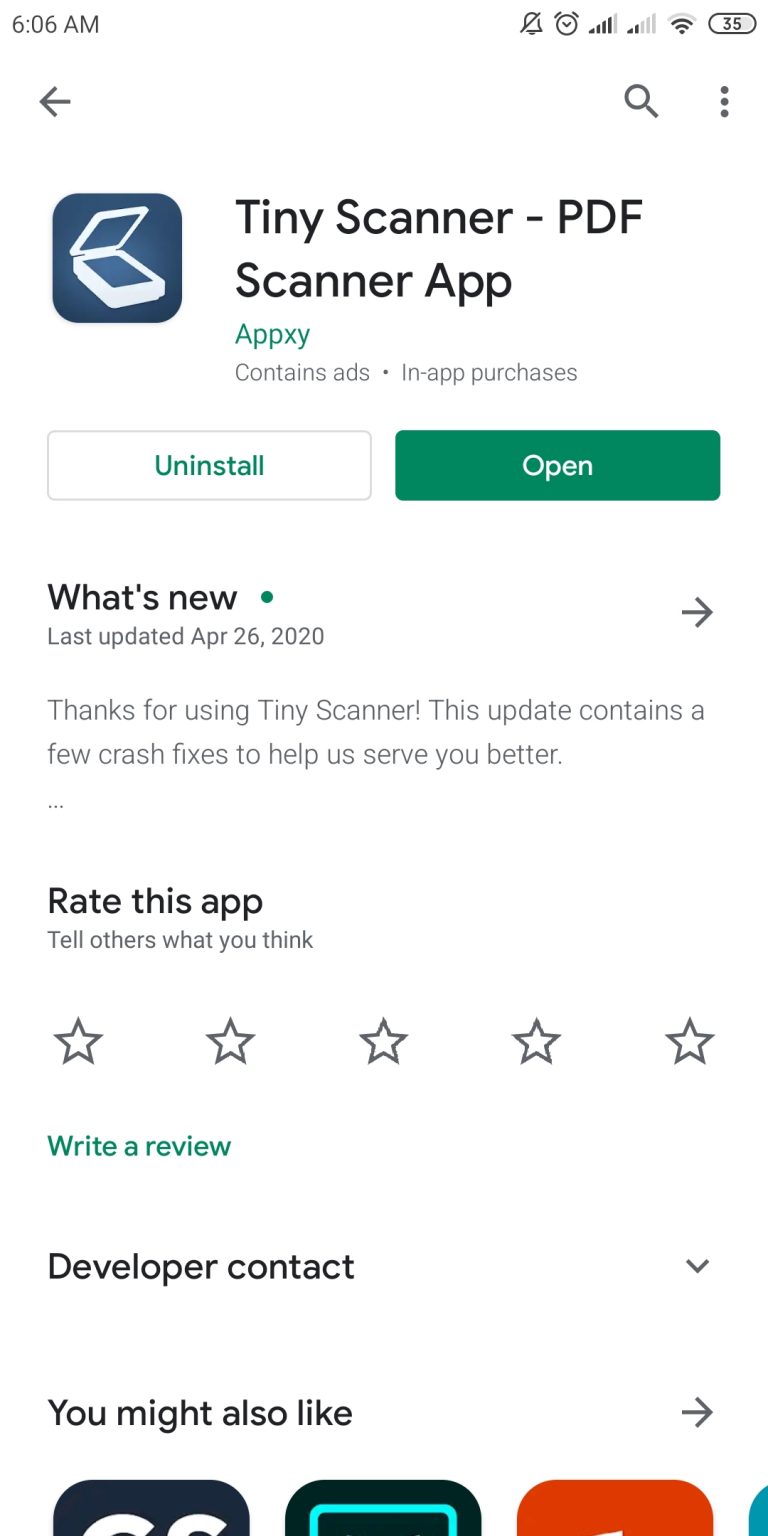 Download Aplikasi TinyScanner di Google Play Store